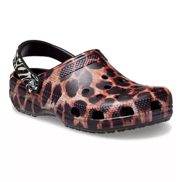 (NWT) Crocs Classic Unisex Animal Remix Clogs Black Multi Animal, Size: W7, M5 - Picture 3 of 17